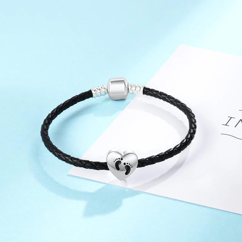 Pangama Jewelry Personalized Baby Footprint Heart Photo Charm