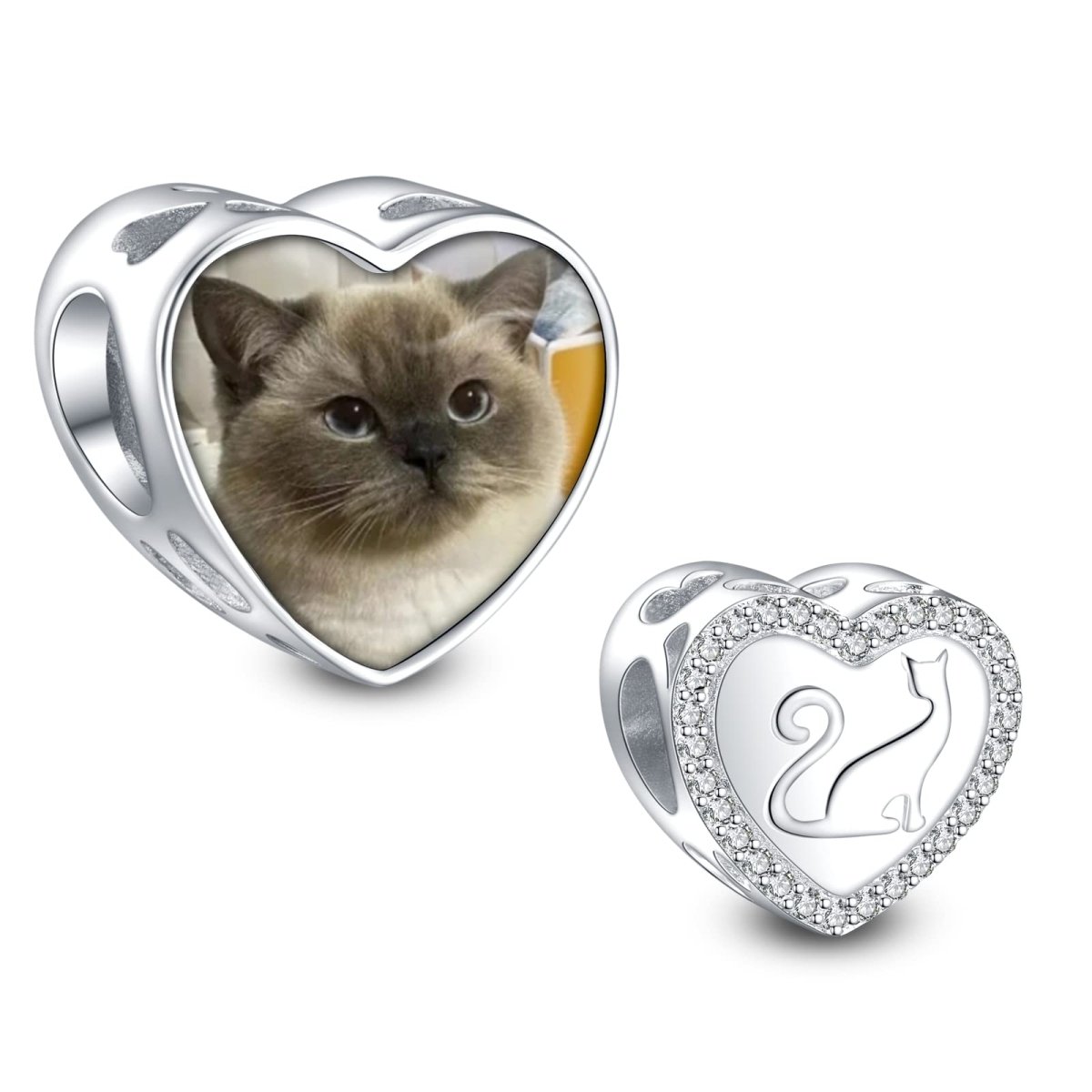 Pangama Jewelry Personalized Cat Heart Photo Charm