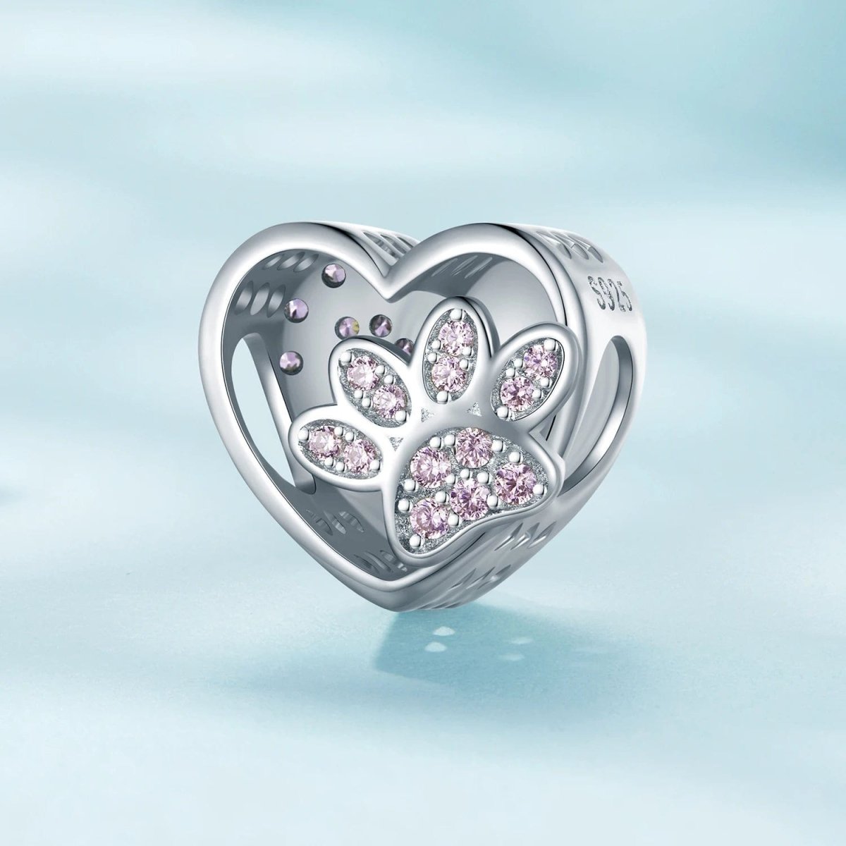 Pangama Jewelry Personalized Paw Print Engraved Heart Charm