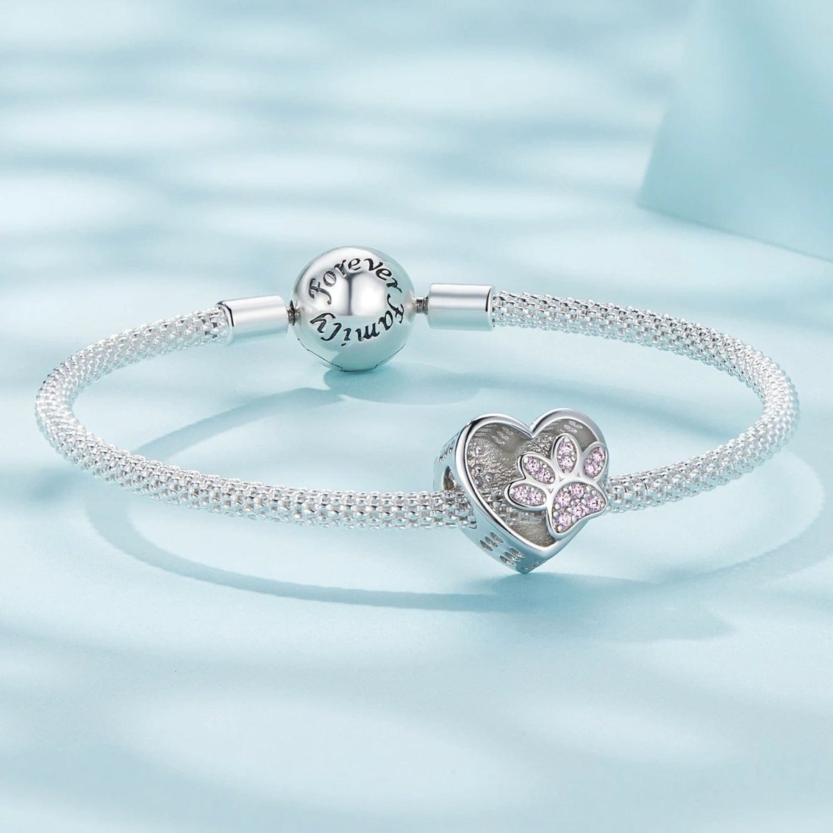 Pangama Jewelry Personalized Paw Print Engraved Heart Charm