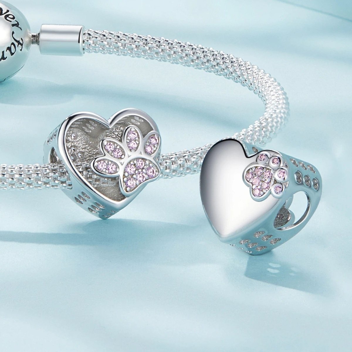 Pangama Jewelry Personalized Paw Print Engraved Heart Charm