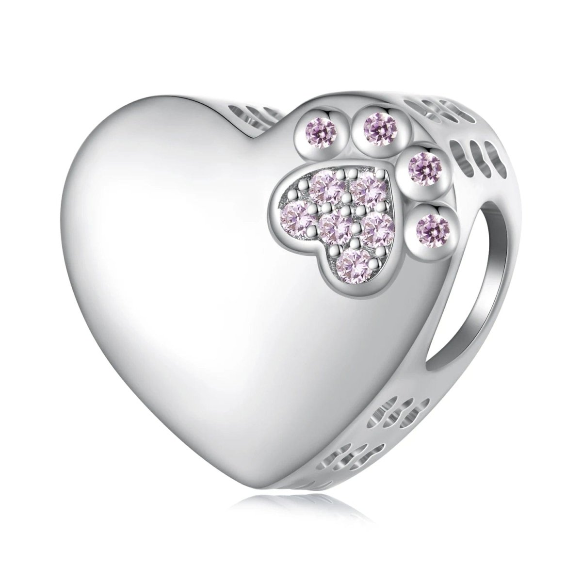 Pangama Jewelry Personalized Paw Print Engraved Heart Charm