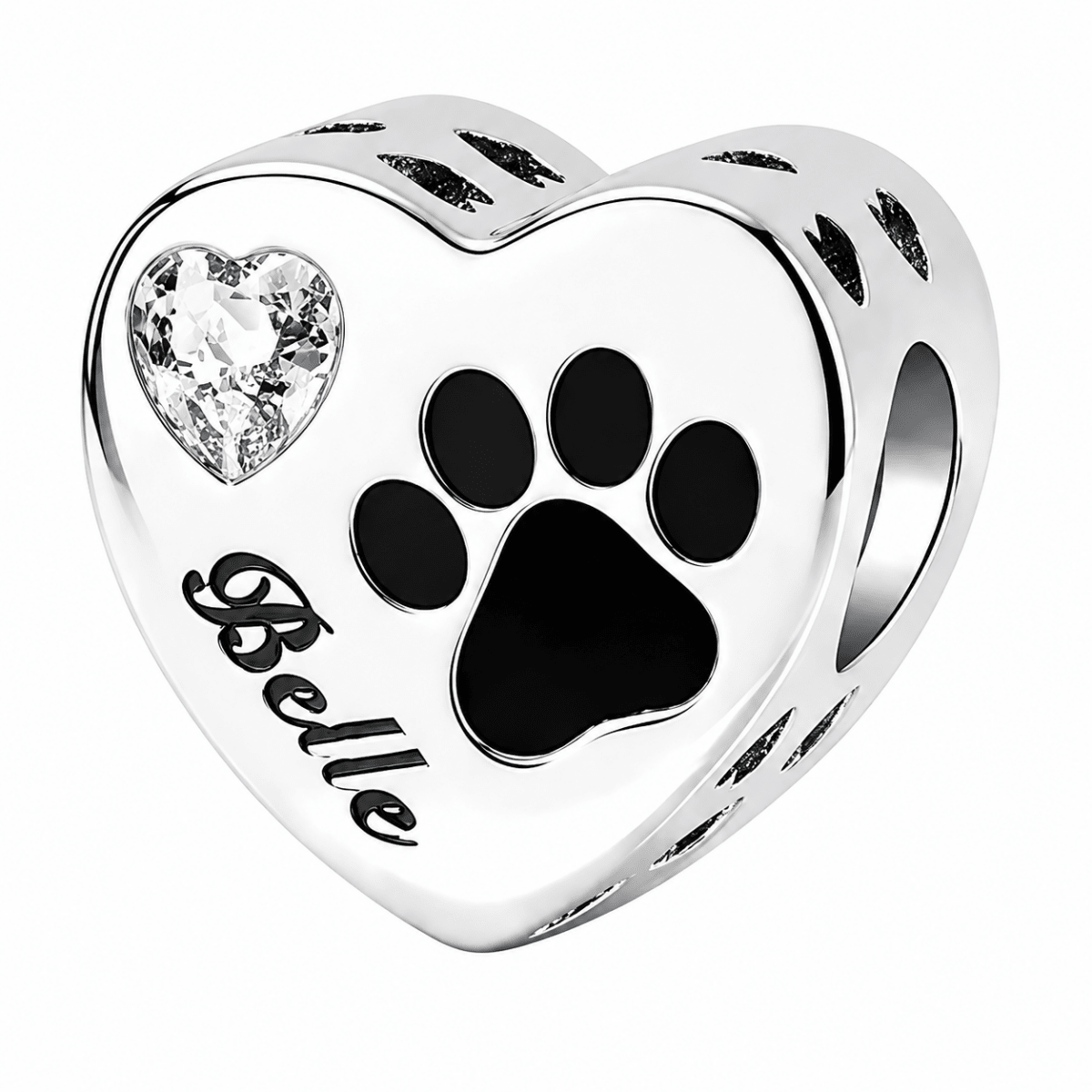Pangama Jewelry Personalized Pet Photo & Engraved Paw Print Birthstone Heart Charm