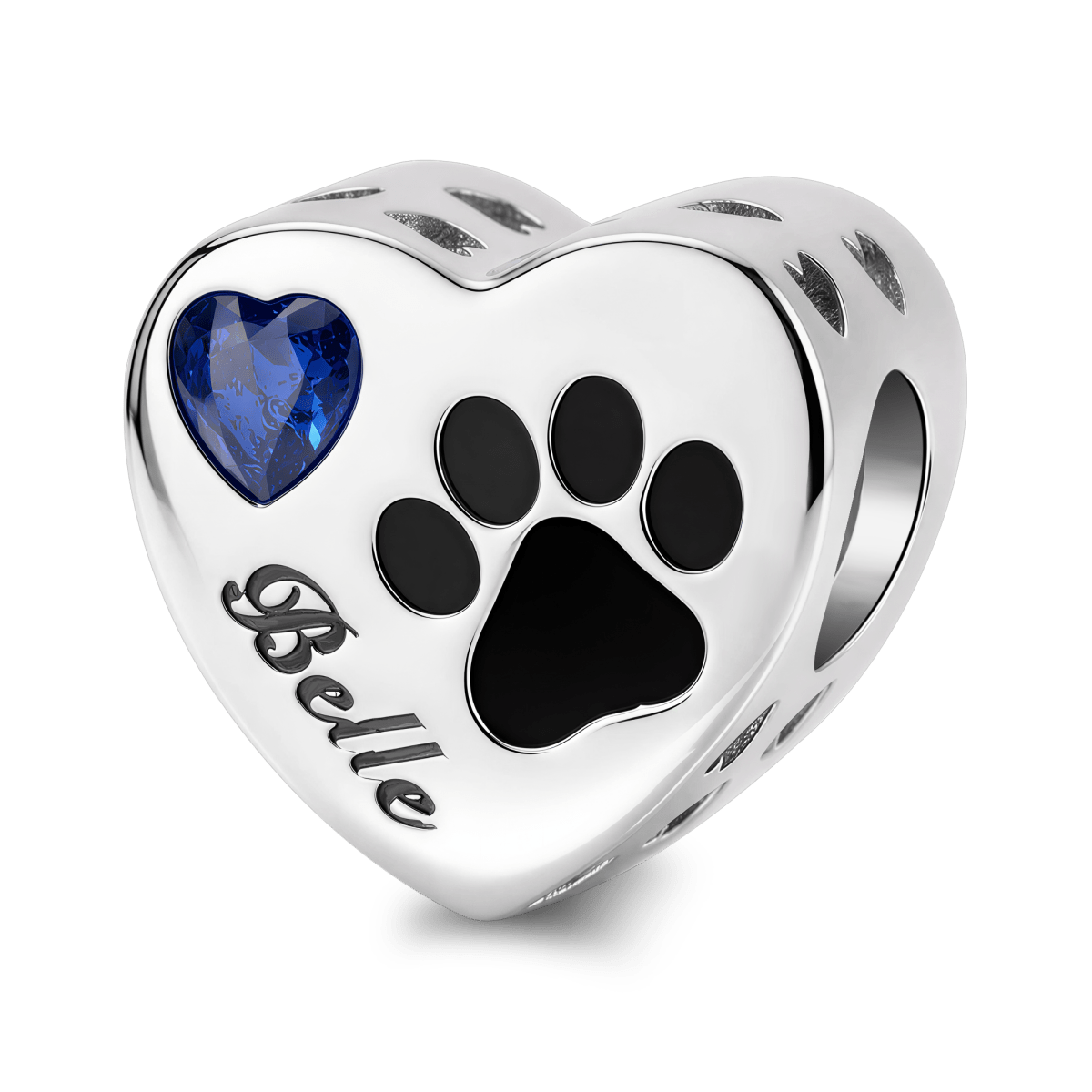 Pangama Jewelry Personalized Pet Photo & Engraved Paw Print Birthstone Heart Charm