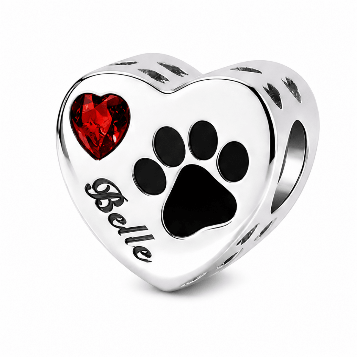Pangama Jewelry Personalized Pet Photo & Engraved Paw Print Birthstone Heart Charm