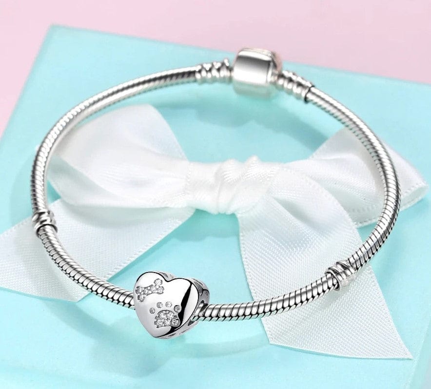 Pangama Jewelry Personalized Pet Photo & Paw Print Heart Charm