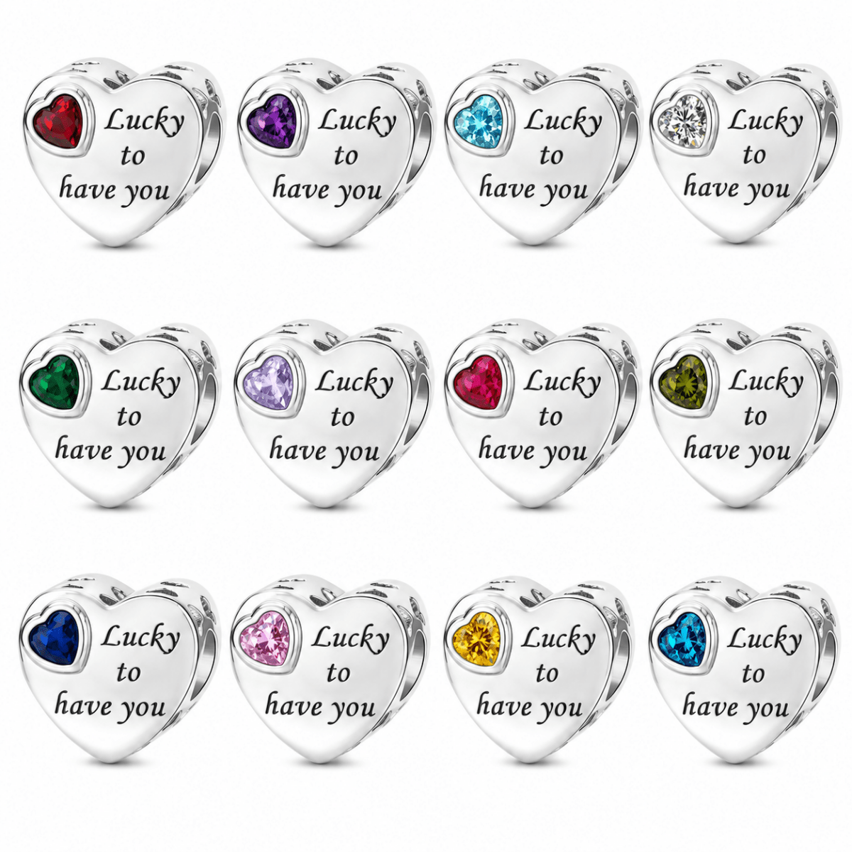 Pangama Jewelry Personalized Photo & Engraved Birthstone Heart Charm
