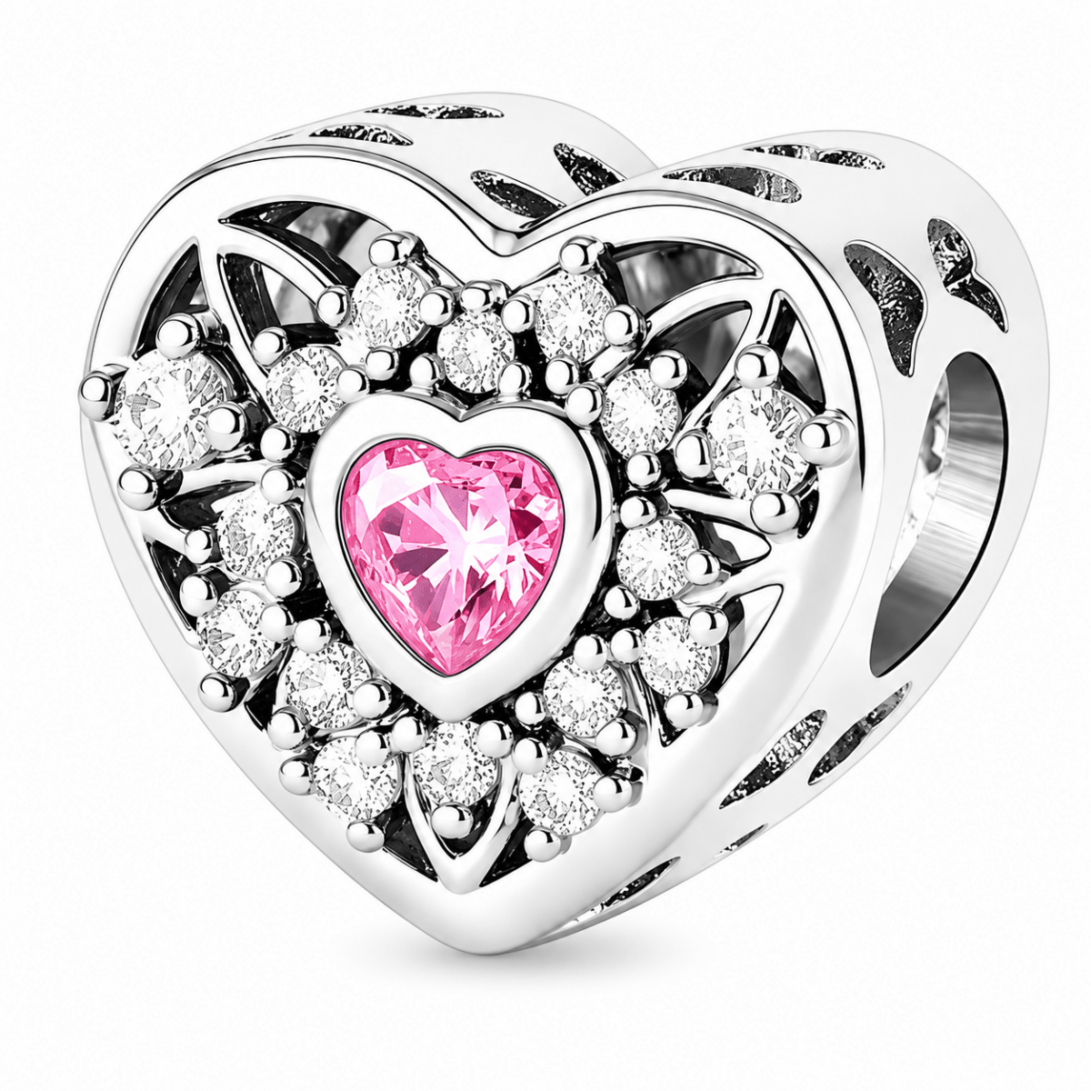 Pangama Jewelry Personalized Photo & Heart Birthstone Halo Charm