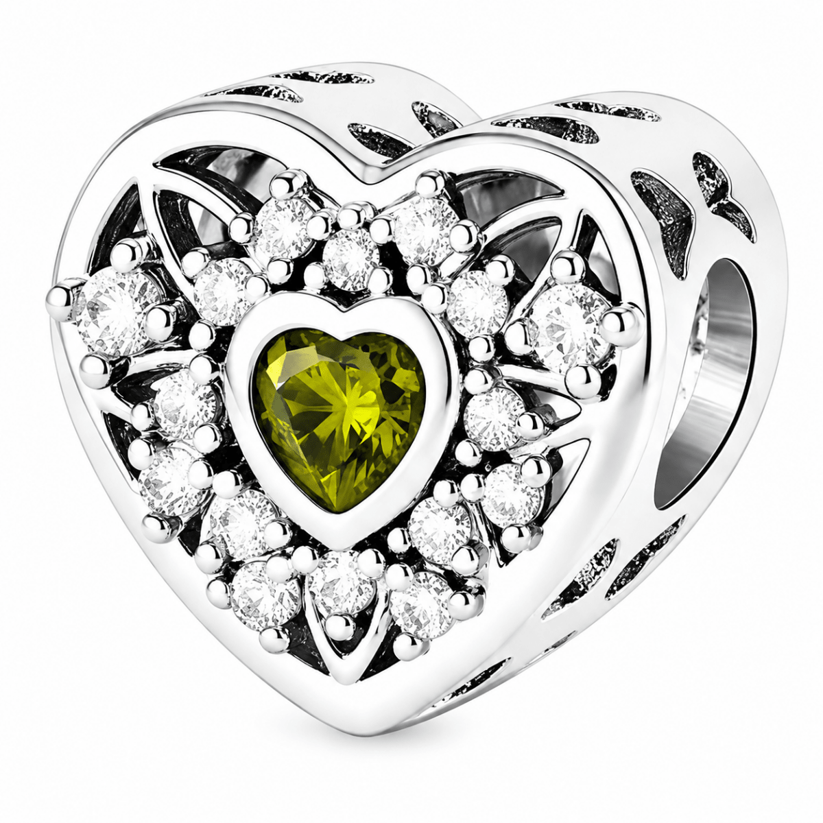 Pangama Jewelry Personalized Photo & Heart Birthstone Halo Charm