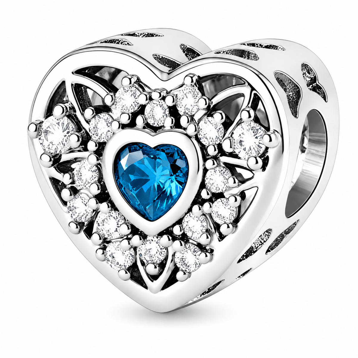 Pangama Jewelry Personalized Photo & Heart Birthstone Halo Charm