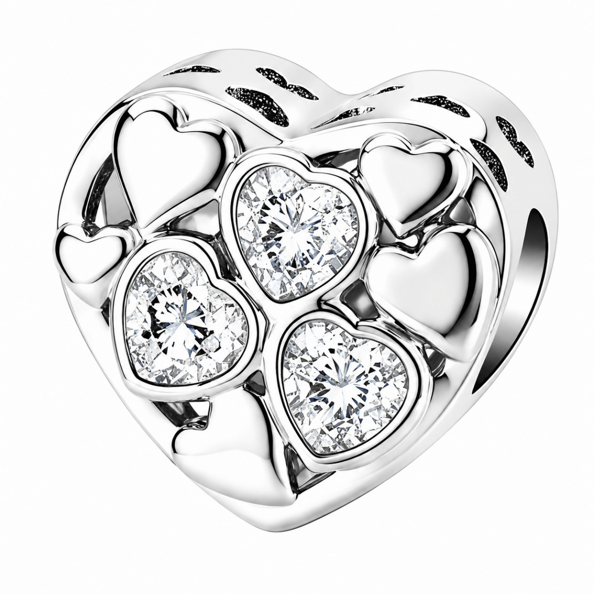 Pangama Jewelry Personalized Photo & Triple Birthstone Heart Charm