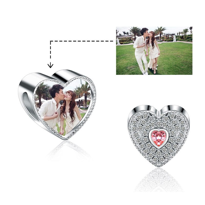 Pangama Jewelry Personalized Sparkling Heart Photo Charm