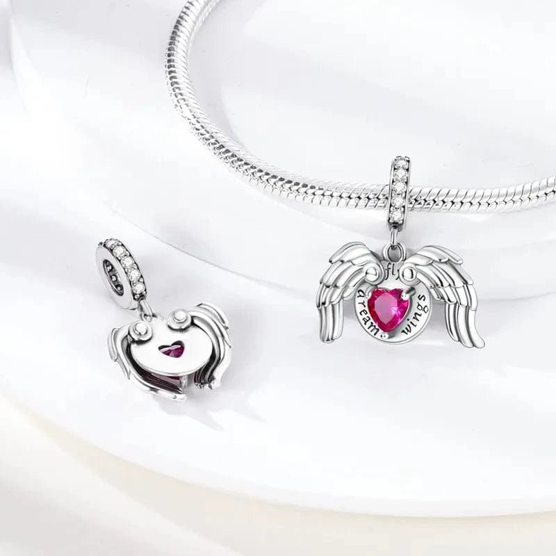 Pangama Jewelry Pink Angel Wings Dangle Charm