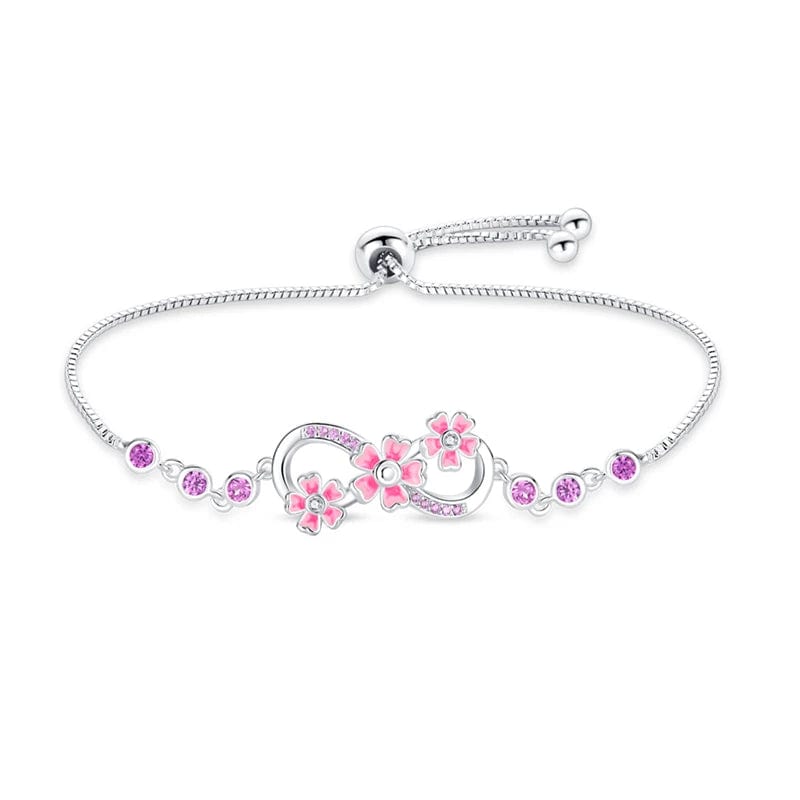 Pangama Jewelry Pink Blossom Infinity Bracelet with Sparkling Gemstones
