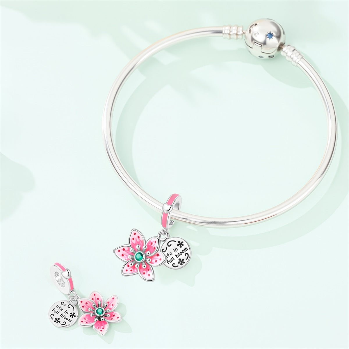 Pangama Jewelry Pink Blossom “Life in Full Bloom” Dangle Charm
