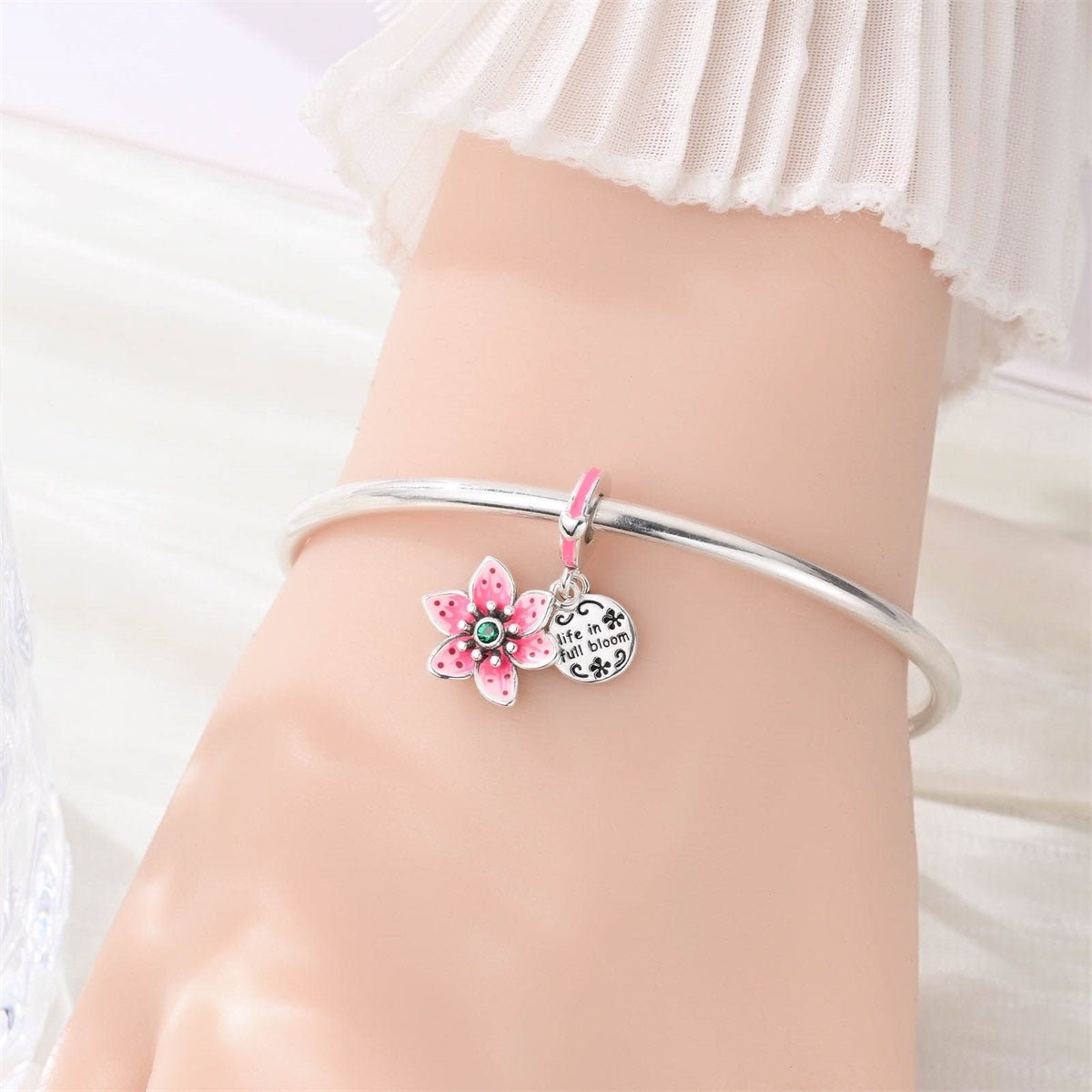 Pangama Jewelry Pink Blossom “Life in Full Bloom” Dangle Charm