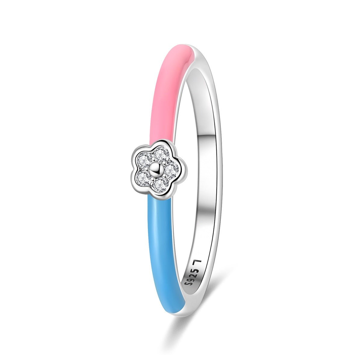 Pangama Jewelry Pink & Blue Enamel Flower Ring