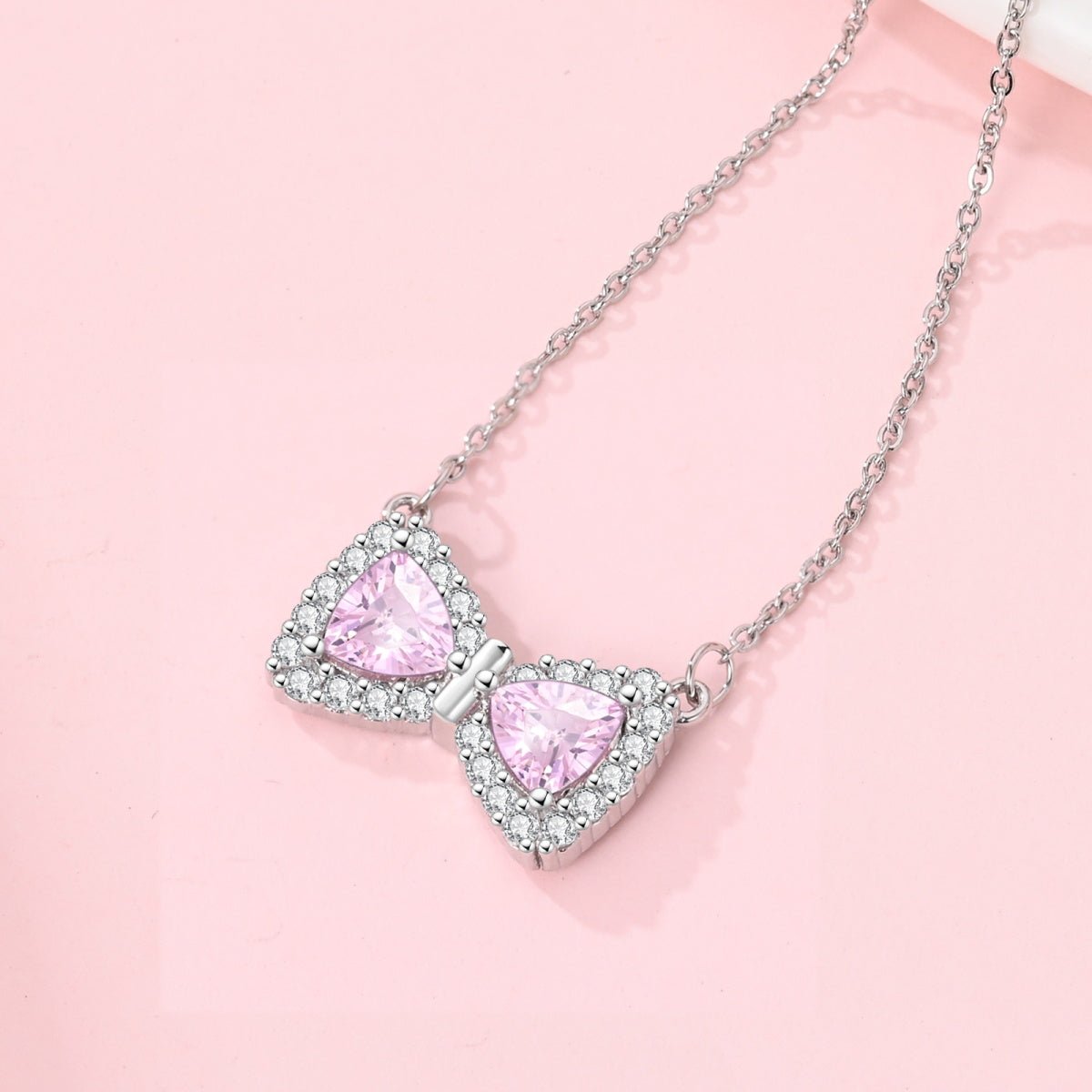 Pangama Jewelry Pink Bow Gemstone Necklace