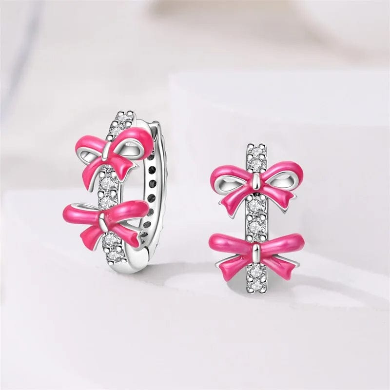Pangama Jewelry Pink Bow Hoop Earrings