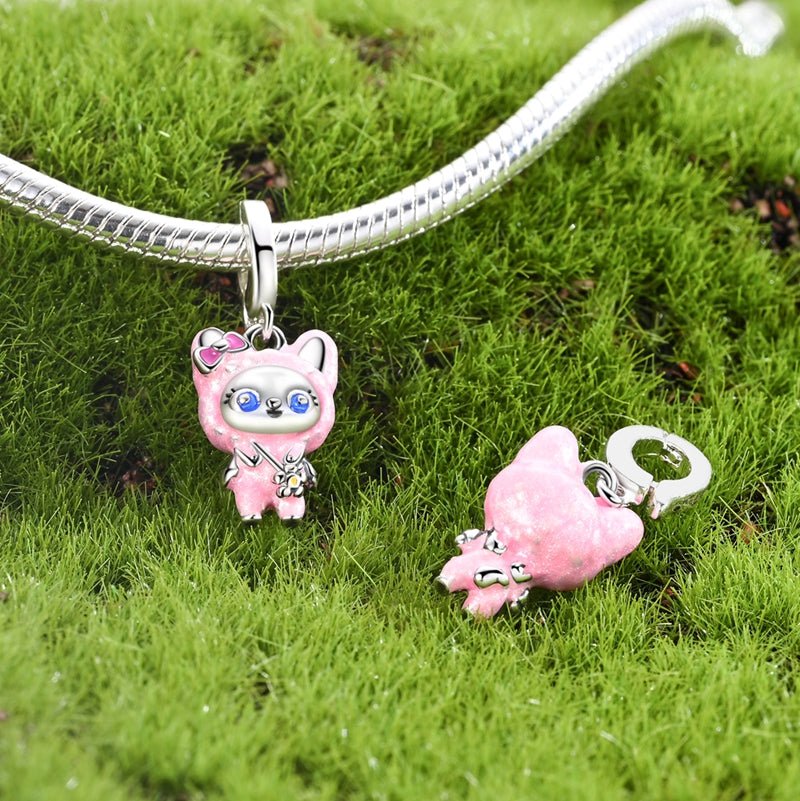 Pangama Jewelry Pink Bunny Costume Girl Dangle Charm