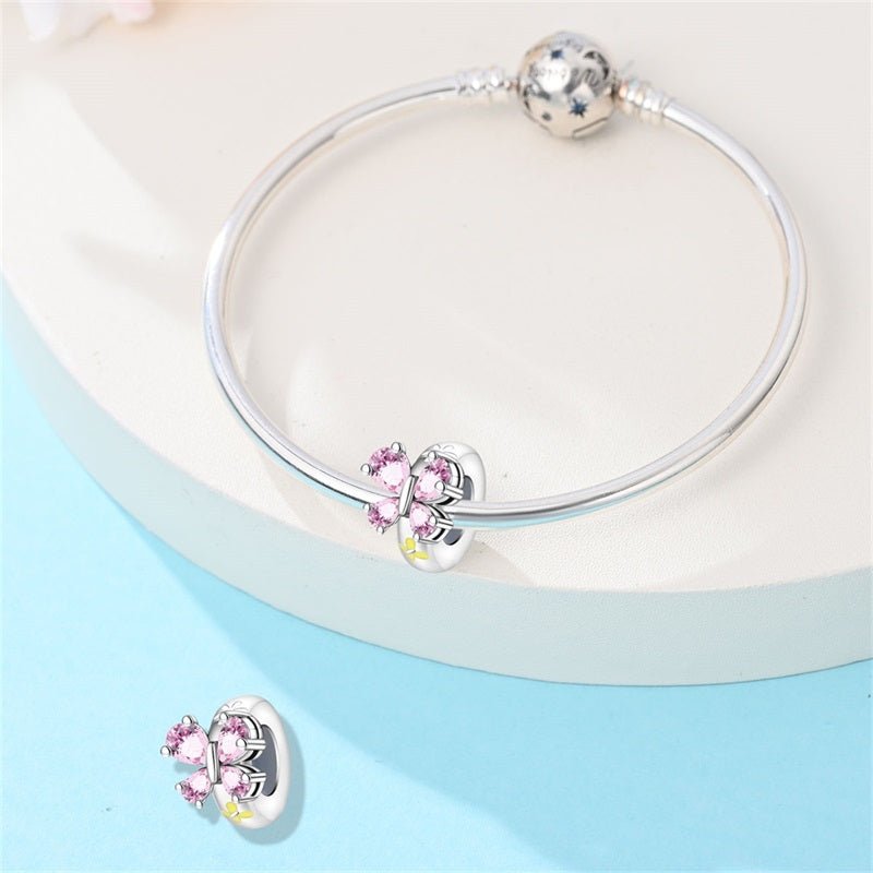 Pangama Jewelry Pink Butterfly Spacer Charm
