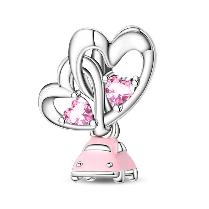 Pangama Jewelry Pink Car with Heart Balloons Charm
