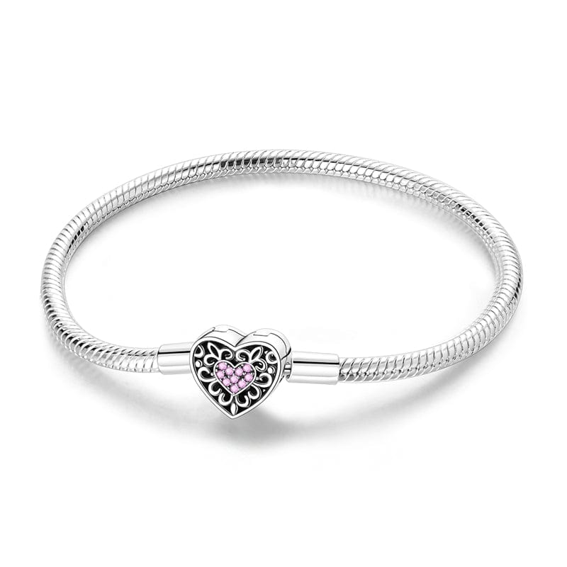 Pangama Jewelry Pink Crystal Heart Charm Bracelet