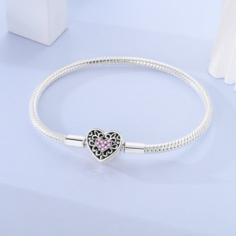 Pangama Jewelry Pink Crystal Heart Charm Bracelet