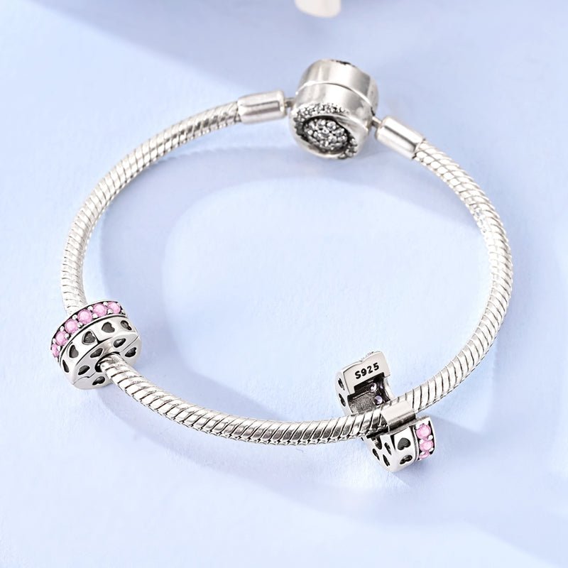 Pangama Jewelry Pink Crystal Hearts Clip Charm
