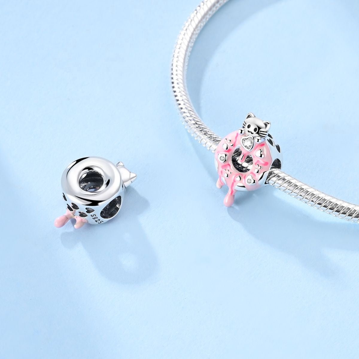 Pangama Jewelry Pink Donut Cat Charm