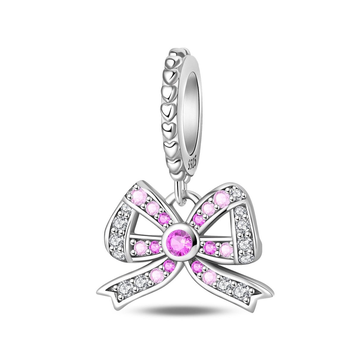 Pangama Jewelry Pink Gem & Crystal Ribbon Bow Charm