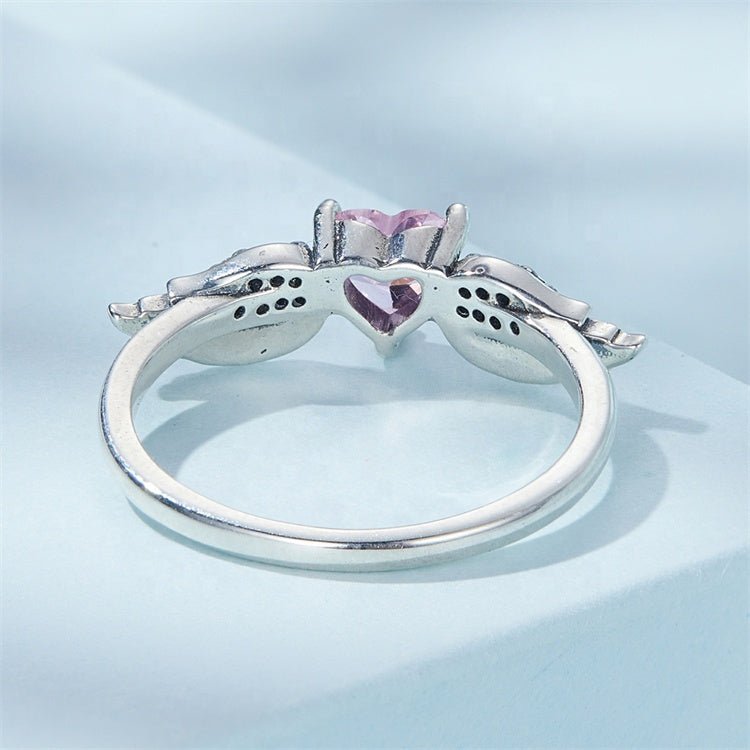 Pangama Jewelry Pink Heart Angel Wings Ring