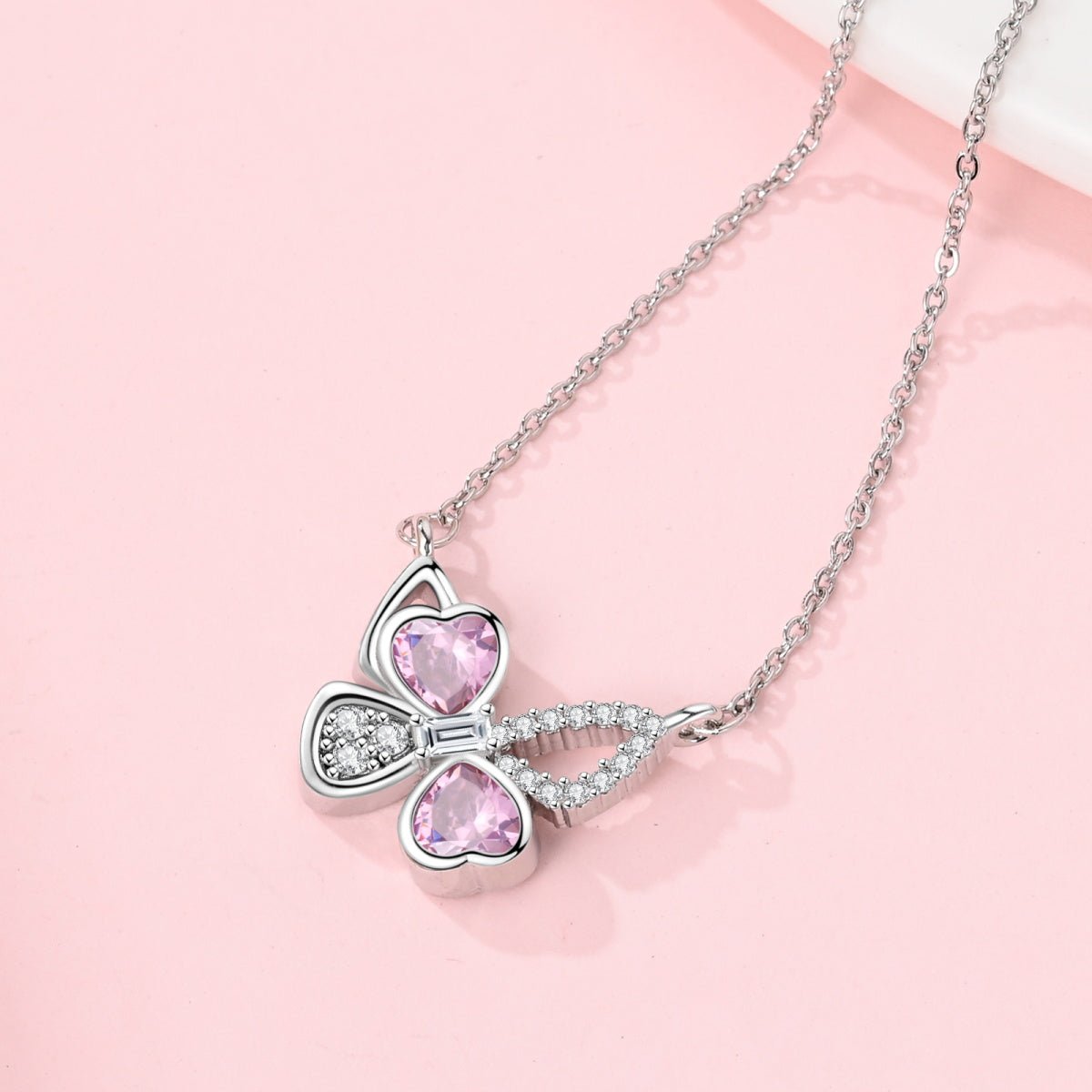 Pangama Jewelry Pink Heart Butterfly Necklace