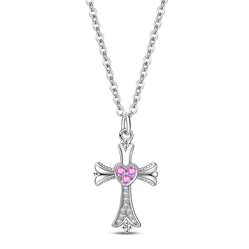 Pangama Jewelry Pink Heart Cross Necklace