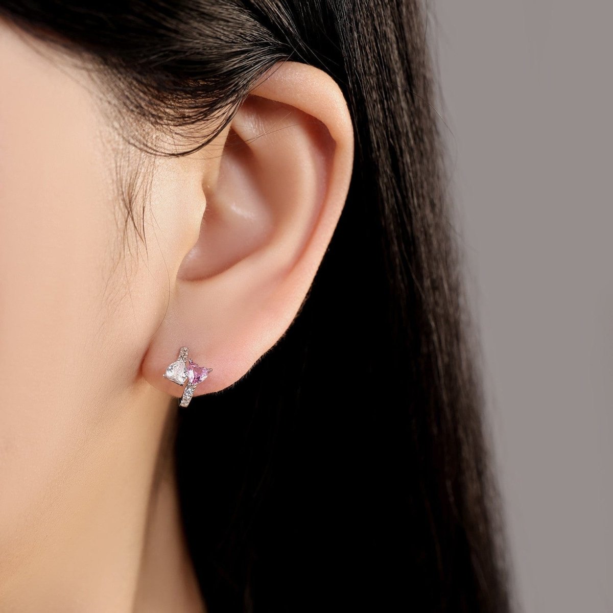 Pangama Jewelry Pink Heart Duo Hoop Earrings