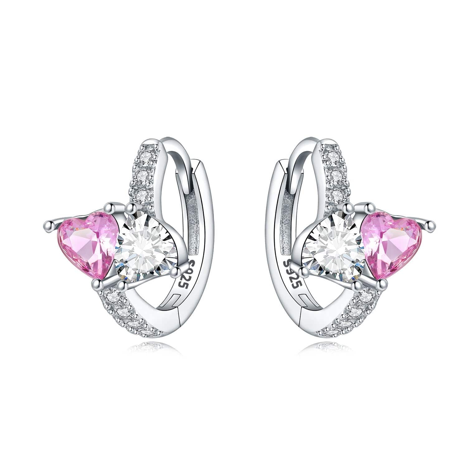 Pangama Jewelry Pink Heart Duo Hoop Earrings