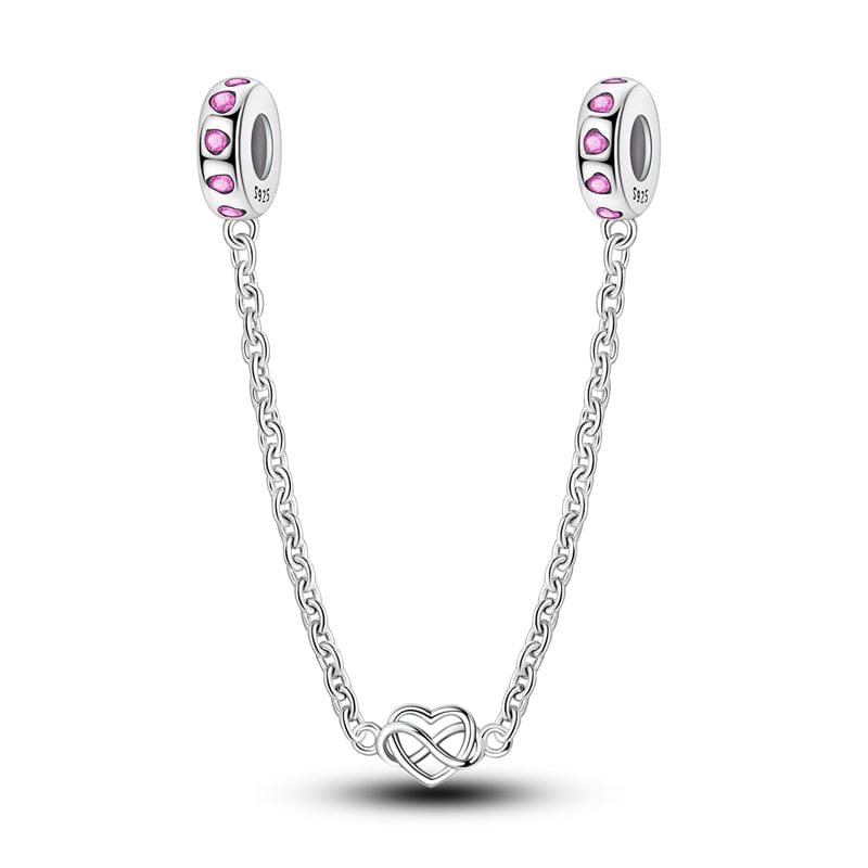 Pangama Jewelry Pink Heart Gems & Infinity Love Safety Chain