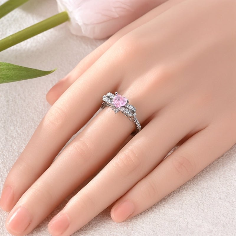 Pangama Jewelry Pink Heart - Shaped Sparkling Stone Ring