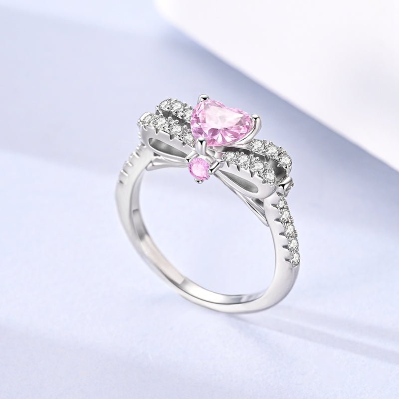 Pangama Jewelry Pink Heart - Shaped Sparkling Stone Ring