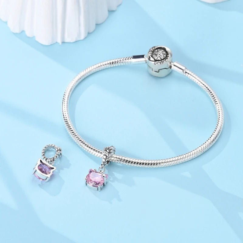 Pangama Jewelry Pink Kitty with Paw Print Dangle Charm