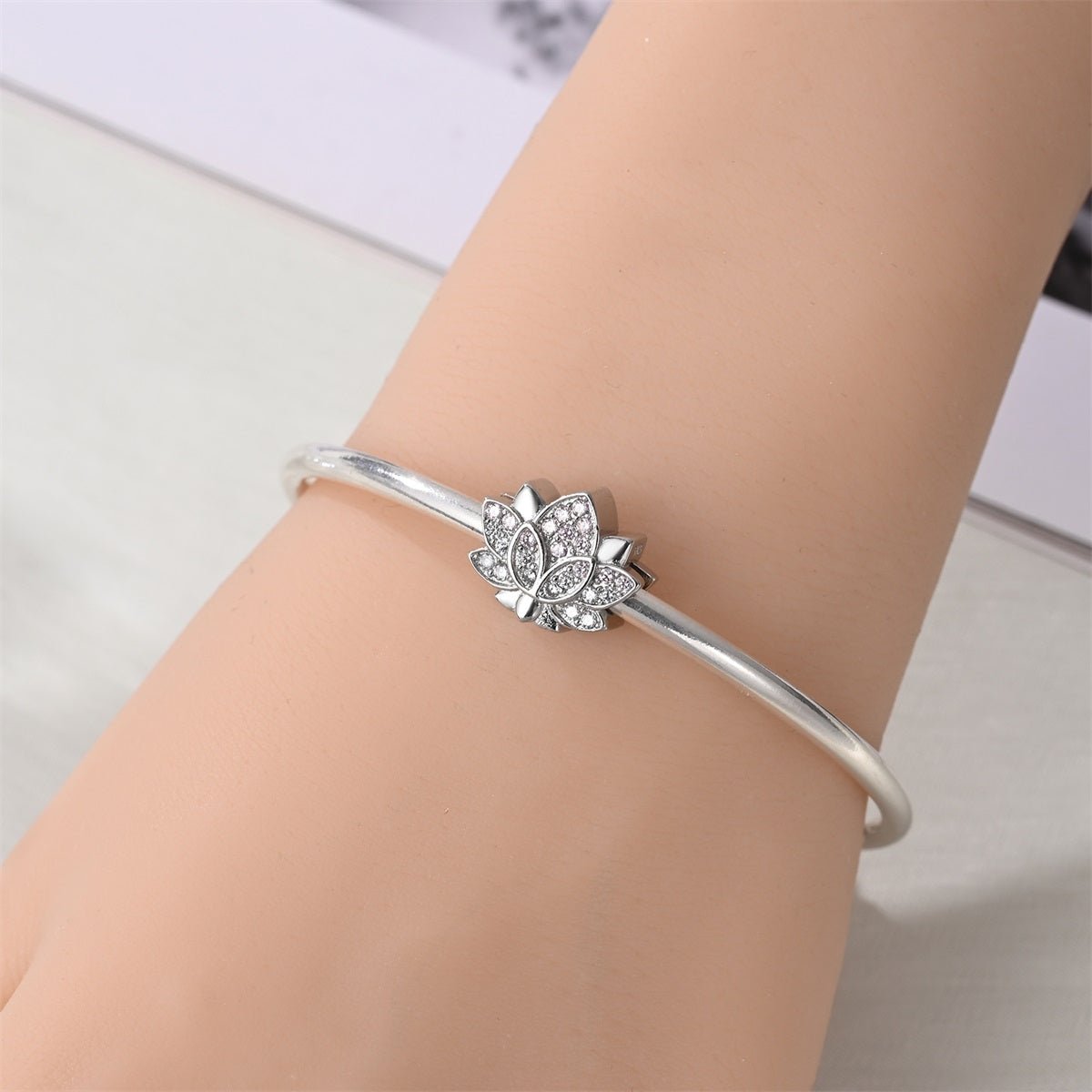 Pangama Jewelry Pink Lotus Blossom Sparkle Charm