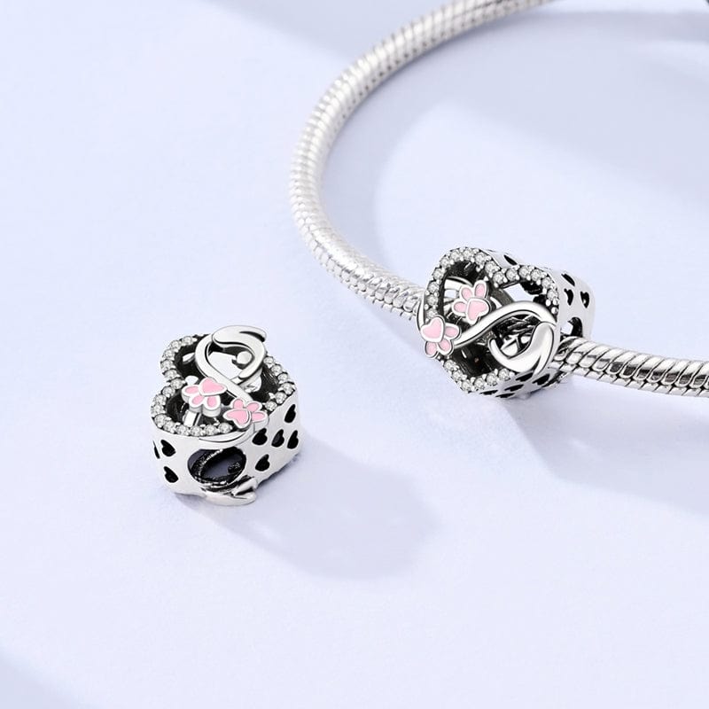 Pangama Jewelry Pink Paw & Heart Infinity Love Charm