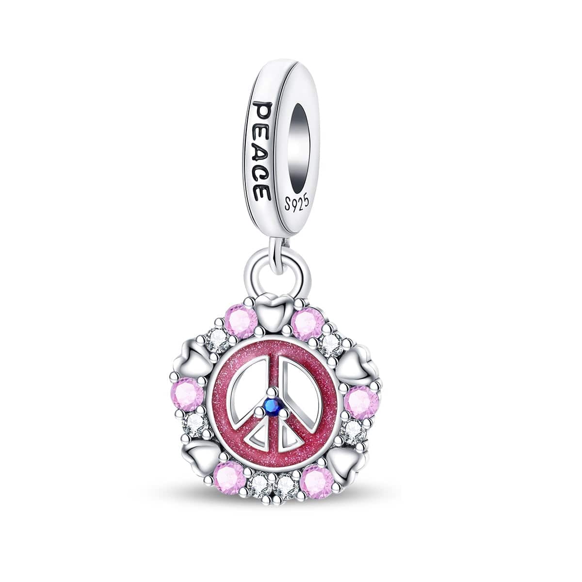Pangama Jewelry Pink Peace & Hearts Charm