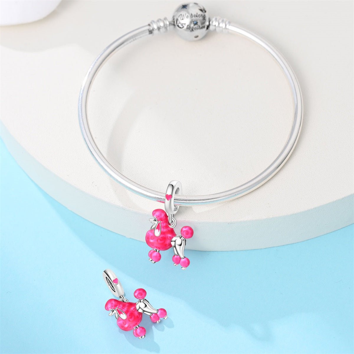 Pangama Jewelry Pink Poodle Dog Dangle Charm