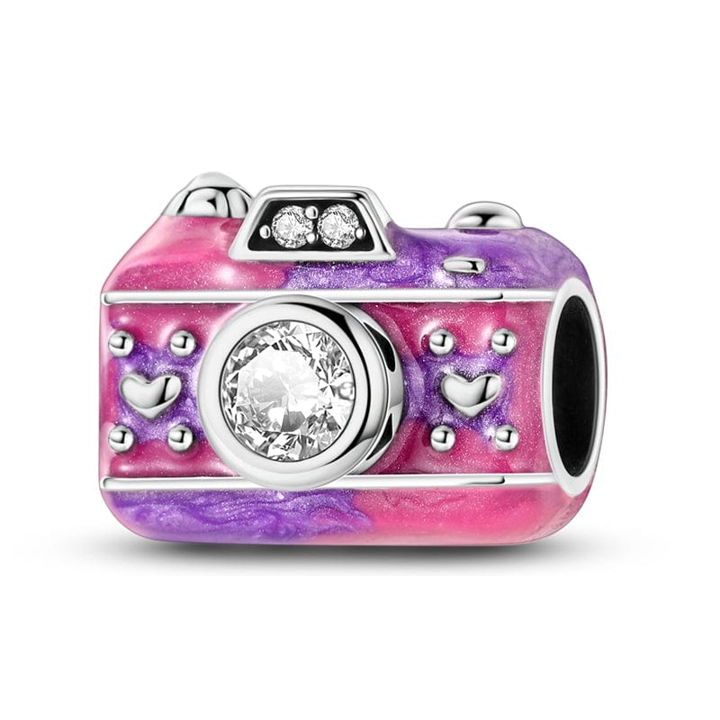 Pangama Jewelry Pink & Purple Heart - Accented Camera Charm