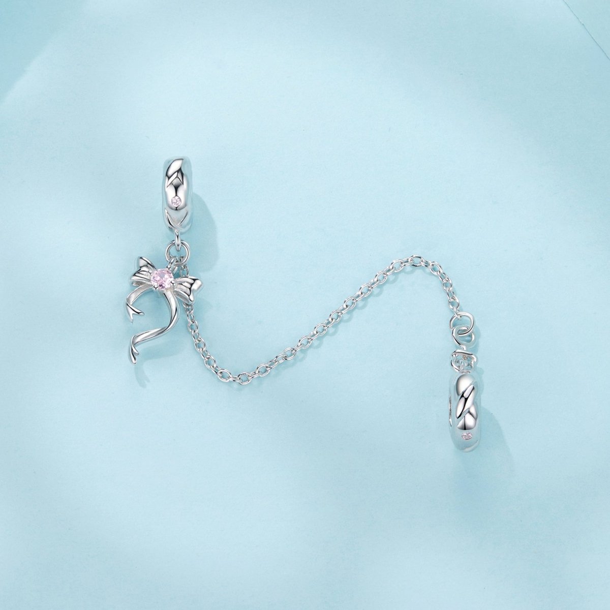 Pangama Jewelry Pink Ribbon Safety Chain Charm