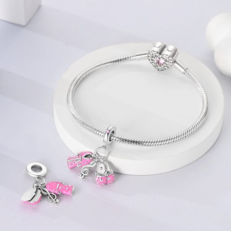 Pangama Jewelry Pink Slippers & Robe Charm with Music Note