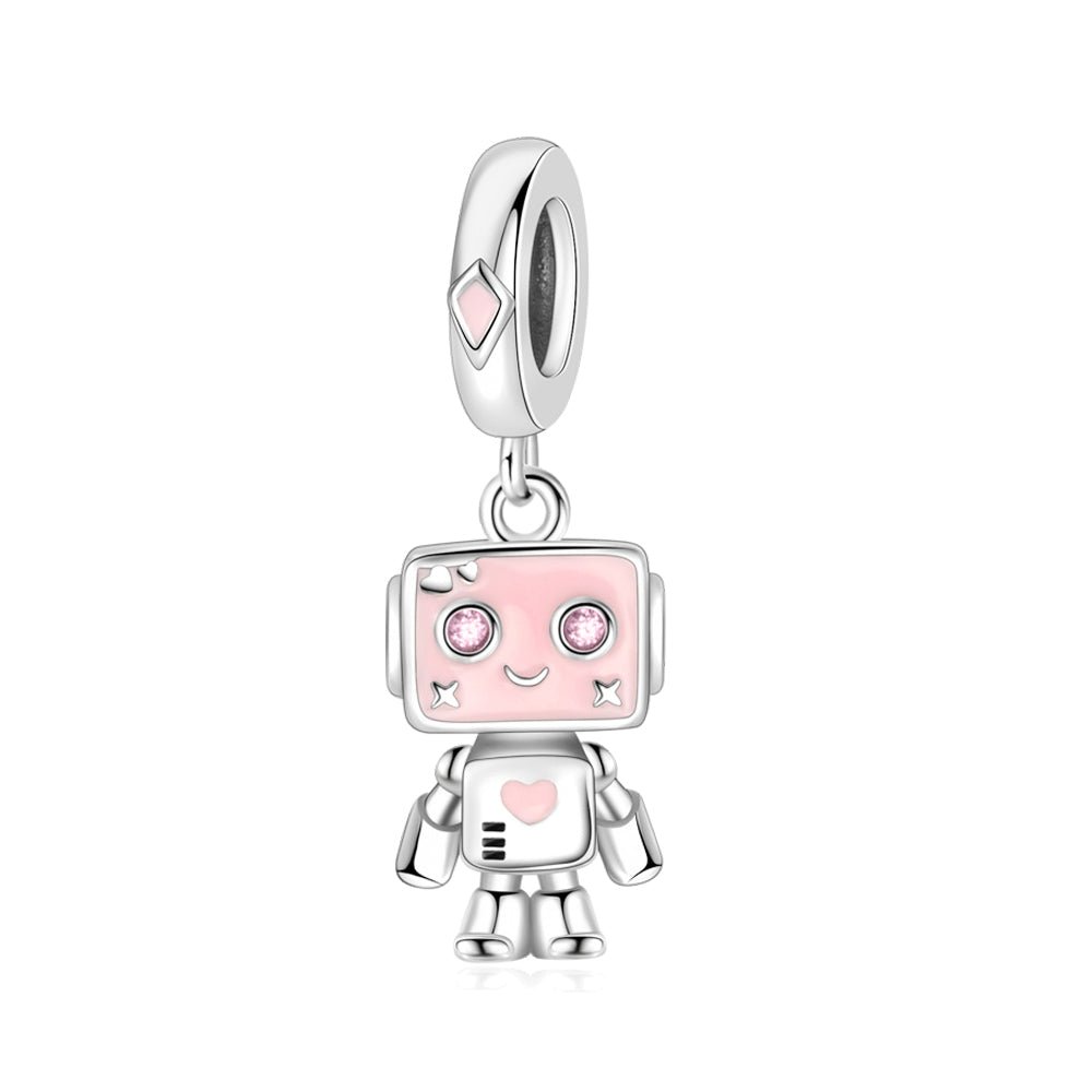 Pangama Jewelry Pink Smiley Robot Dangle Charm