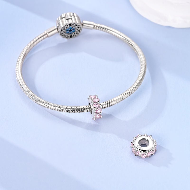 Pangama Jewelry Pink Teardrop Crystal Spacer Charm