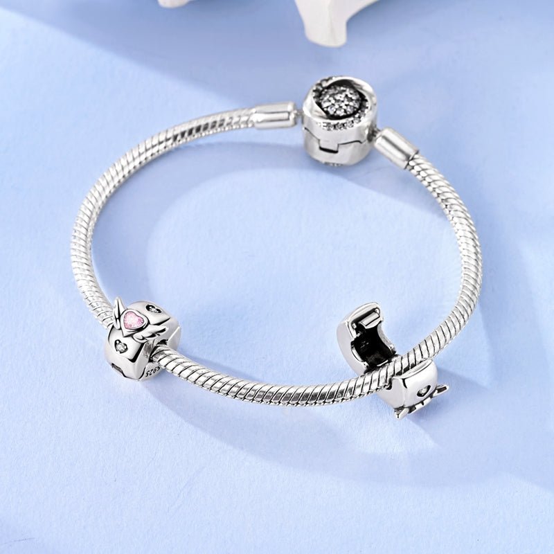 Pangama Jewelry Pink Winged Heart Sparkling Clip Charm